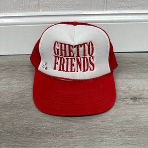 Ghetto Friends Red Rhinestone Trucker Hat